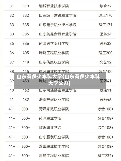 山东有多少本科大学(山东有多少本科大学公办)