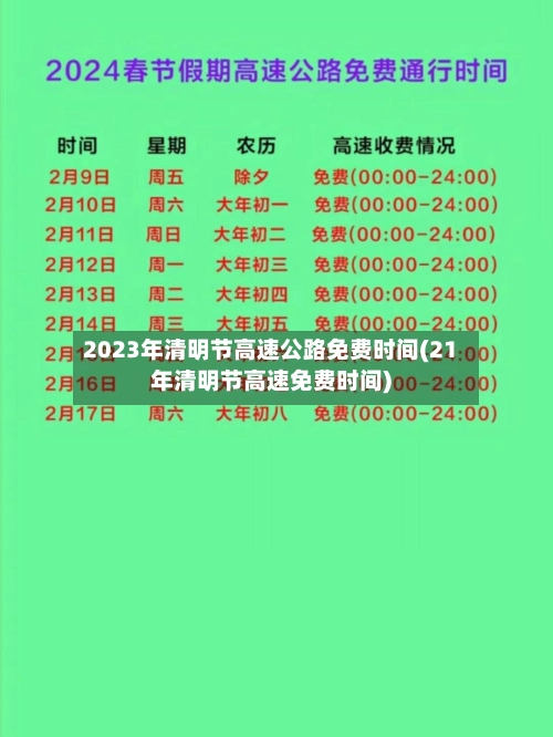 2023年清明节高速公路免费时间(21年清明节高速免费时间)