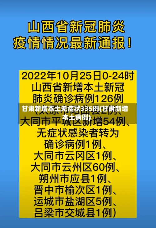 甘肃新增本土无症状335例(甘肃新增本土病例)