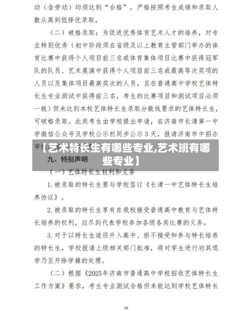 【艺术特长生有哪些专业,艺术班有哪些专业】