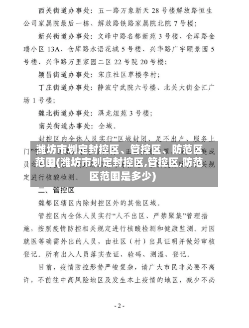 潍坊市划定封控区、管控区、防范区范围(潍坊市划定封控区,管控区,防范区范围是多少)