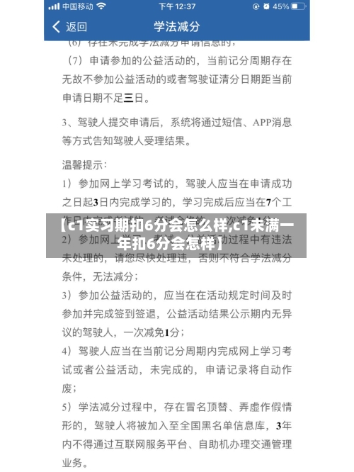 【c1实习期扣6分会怎么样,c1未满一年扣6分会怎样】-第2张图片