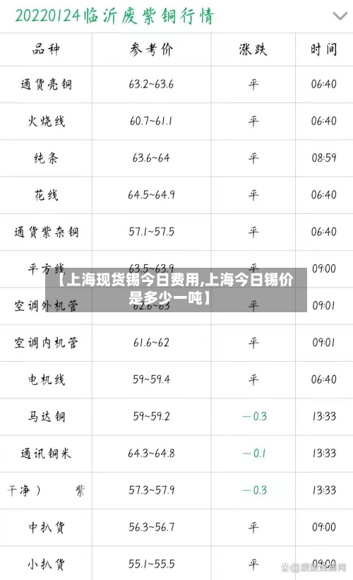 【上海现货锡今日费用,上海今日锡价是多少一吨】